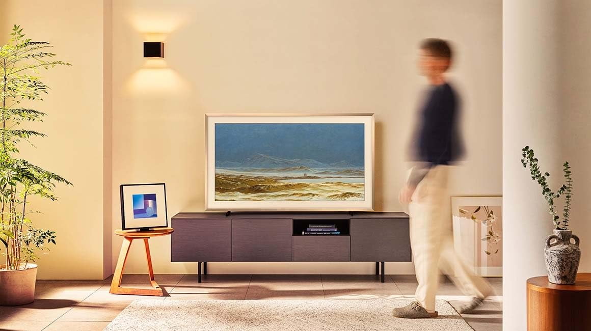 Samsung QN75LS03DAFXZA 75 Inch The Frame 4K Smart Quantum HDR TV with a Samsung HW-LS60D 2.0 Channel Photo Frame Speaker Pair (2024)