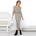thumbnail image 6 of 2025 Clearance! asdoklhq Womens Plus Clearance Women's Fashion Knitted Long Sleeve V-Neck Hip Wrap Warm Sweater Dress, 6 of 9
