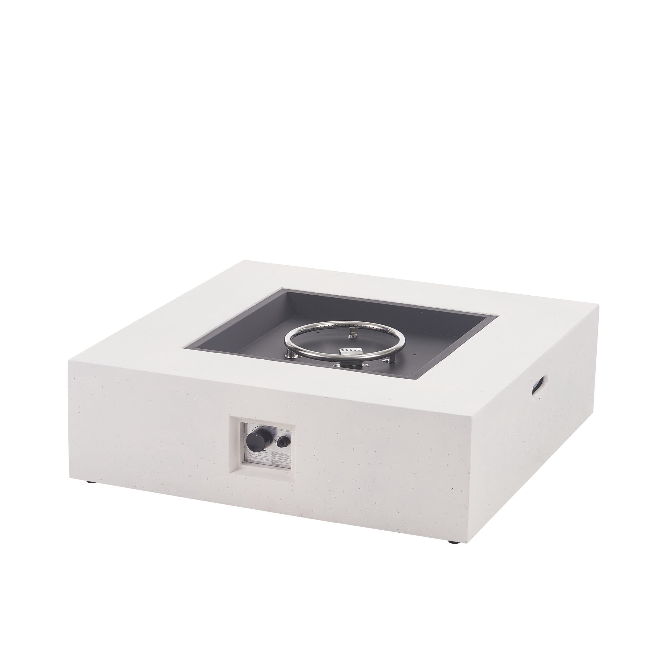 Christopher Knight Home Lightweight Concrete 50,000 BTU Square Outdoor Propane Fire Pit, White