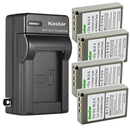 Kastar 4-Pack Battery and AC Wall Charger Replacement for Olympus BLS-5 PS-BLS5 BLS-50 Battery Olympus E-PL5 E-PL6 E-PL7 E-PL8 E-PL10 E-PM1 E-PM2 Stylus 1 Stylus 1s OM-D E-M10 Camera