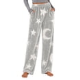 thumbnail image 2 of LUGOGNE Fuzzy Fleece Pants Women Warm Winter Pajama Pants Star Moon Print Soft Comfortable Home Casual Bottoms with Pockets Gray,XXXL, 2 of 9