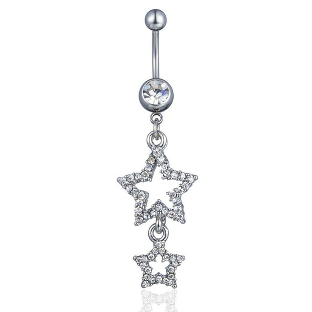 Anillos colgantes para el ombligo con forma de estrella brillante para mujer, piercing de acero quirúrgico para el ombligo, piercing para el cuerpo