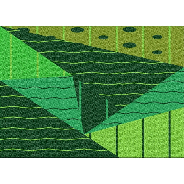 Ahgly Company Machine Washable Indoor Rectangle Transitional Deep Emerald Green Area Rugs, 2' x 5'