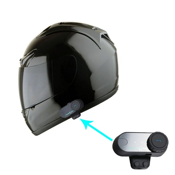 1Storm New Motorcycle JH901 Bike Full Face Helmet Glossy Black + One Extra Clear Shield + Motorcycle Bluetooth Headset
