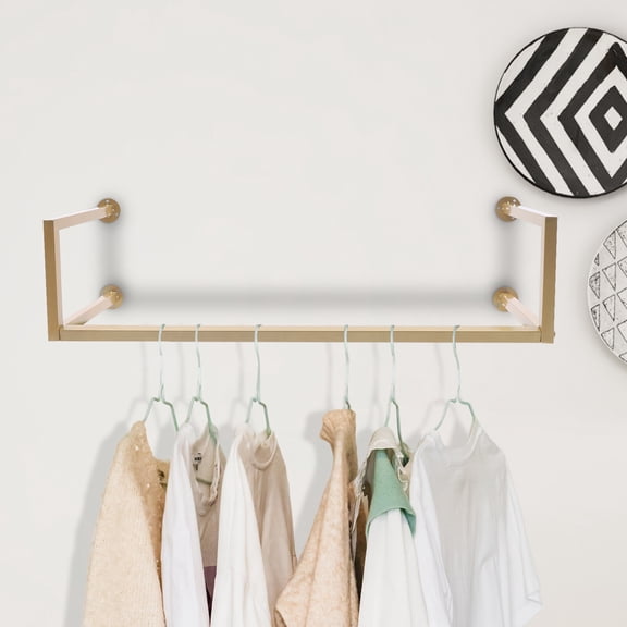 Heavy Duty Wall-Mounted Clothes Rack Industrial Rod Clothes Hanging Bar Stock 25*35*100cm 44.09 lbs Capacity for Home, Retail, And Commercial Use