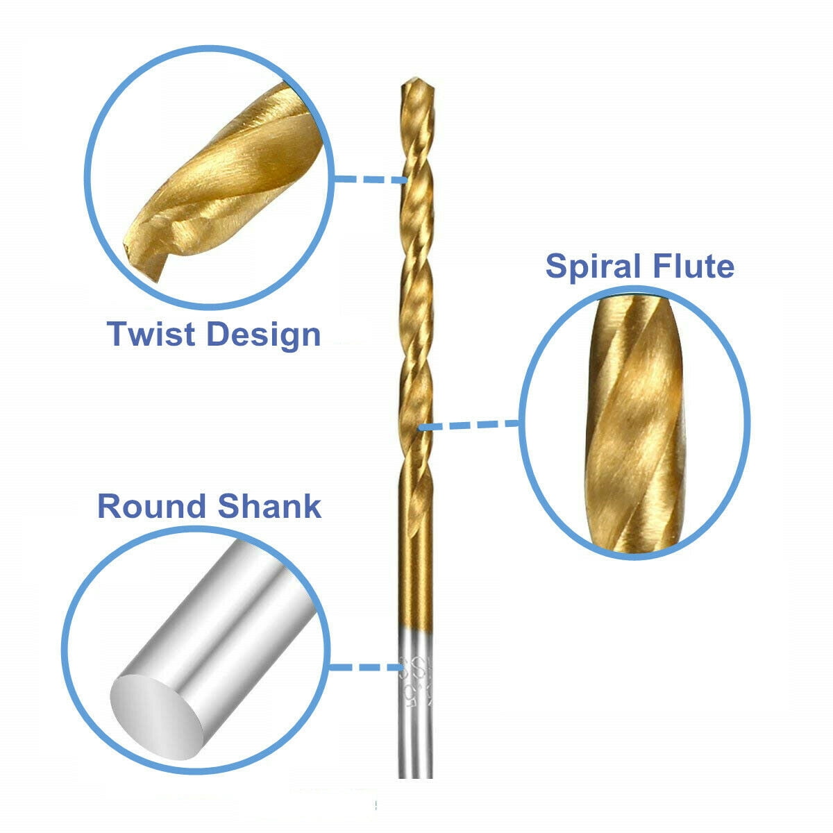 30pcs 5/16"  HSS Jobber Length Drill Bit Titanium Coated for Metal Plastic Wood