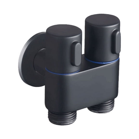 Wall-Mounted Faucet 1 in 2 Out Diverter Angle Valve Dual Control Bathroom Faucet for Self-Cleaning(Black)