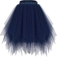 thumbnail image 4 of ZHOGXU Big Kids Girls Skirt Elastic Waist Solid Color Asymmetrical Layered Mesh Comfortable Stylish Tutu Skirts For Party And Stage Performance Navy One Size (Xs), 4 of 4