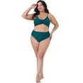 thumbnail image 3 of DARING DIVA Plus Size V Neck Tummy Control Two Piece Swimsuit 1X Blue Green, 3 of 5