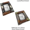 thumbnail image 5 of Urbalabs Western Western Feather Floral Teal Gem Cowboy Two Photo Frame Country Decor Picture Frame 4" x 6" Rustic Gifts Farmhouse Picture Frames Standing 4x6 Elaborate Picture Frame, 5 of 7