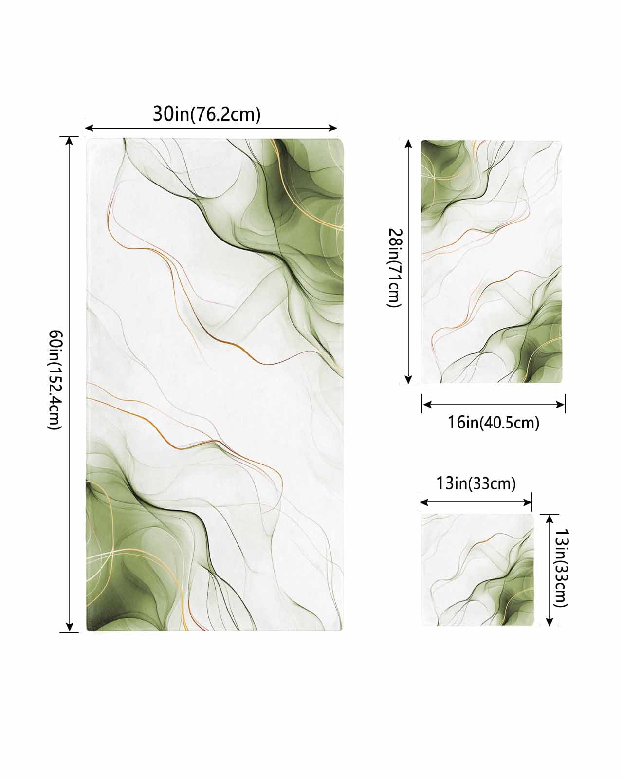 Marble Sage Green Bath Towels for Bathroom Set,Luxury Microfiber Towels Gifts for Women,Beach Kitchen Hand Hair Face Towel and Dish Washcloth,Gold White Modern Gradient Ocean Wavy Towels+Set