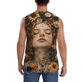 thumbnail image 4 of Lsque Whimsical Flower Crown Maiden Print Men's Cotton Blend Sleeveless Muscle Shirts (S-3XL)- Moisture Wicking, Odor Protection, UPF 30+,XX-Large, 4 of 8