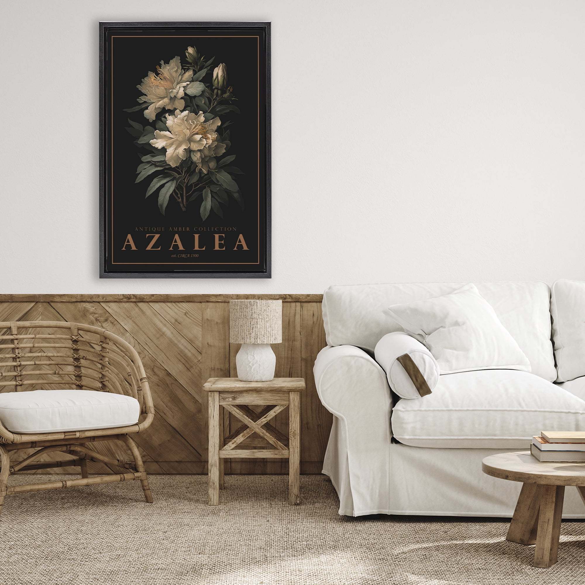Stupell Industries Antique Azalea Light Black Framed Floater Canvas Wall Art, design by Chris Giampietro