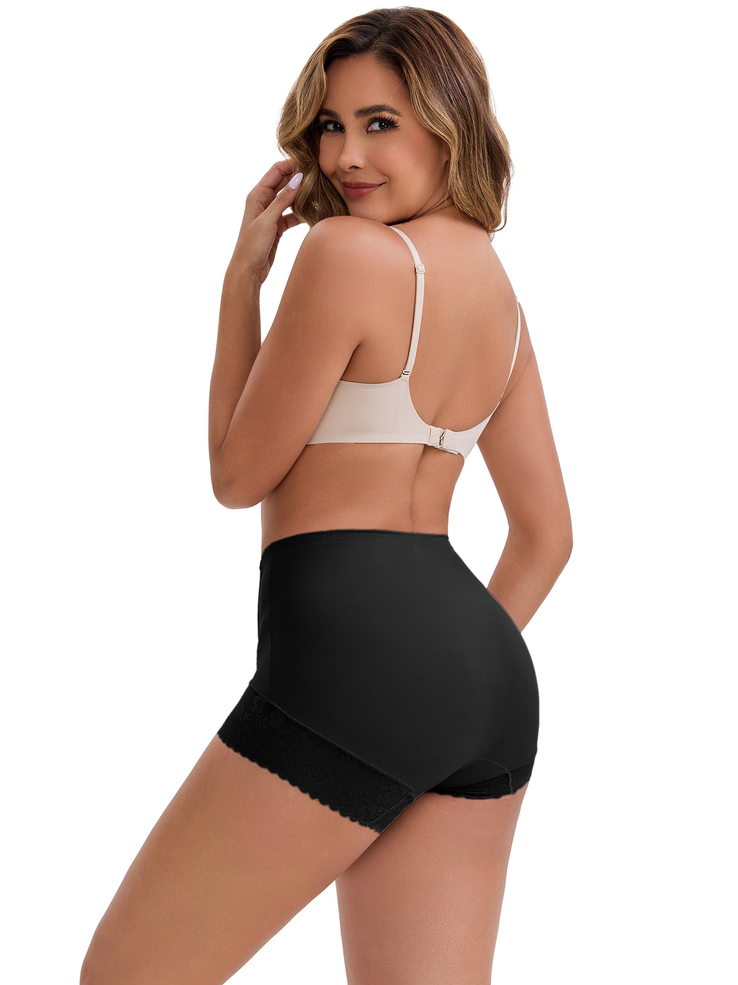 DARING DIVA High-Waisted Butt Lifting Underwear Seamless Panties L Black, Light Brown