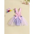 thumbnail image 3 of Bagilaanoe Newborn Baby Girl Easter Rompers Dress Rabbit Stripe Print Sleeveless Sleeve A-Line Bodysuit + Headband 3M 6M 12M 18M 24M Infant One Piece Jumpsuit, 3 of 9