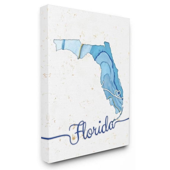 Stupell Industries Florida Agate Blue US State Design Canvas Wall Art by Ziwei Li