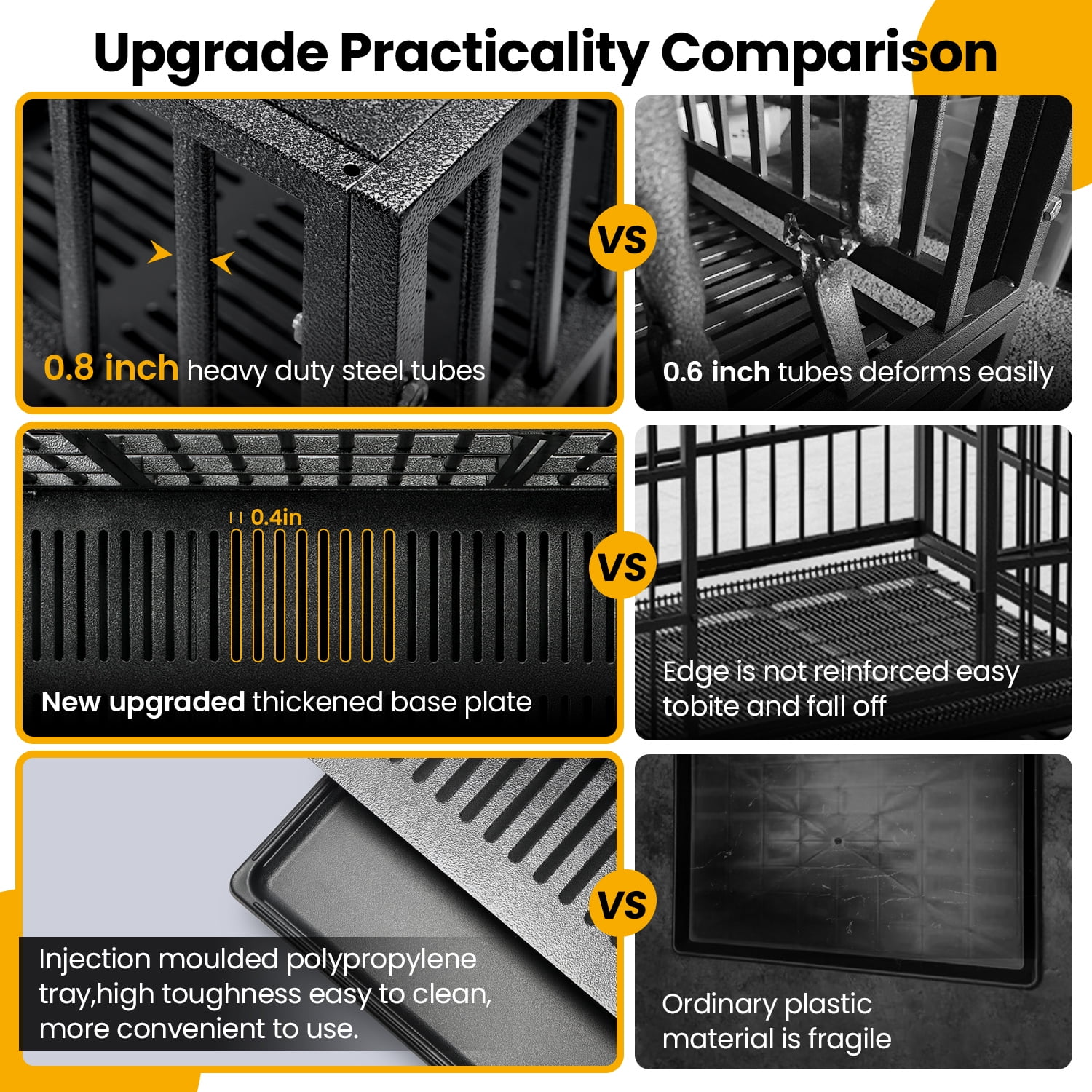 WOKEEN 38 inch Heavy Duty Indestructible Dog Crate,New Upgrade Tray for Large Dogs,XL Dog Crate for High Anxiety Dogs/Sturdy Locks/Double Door with Wheels