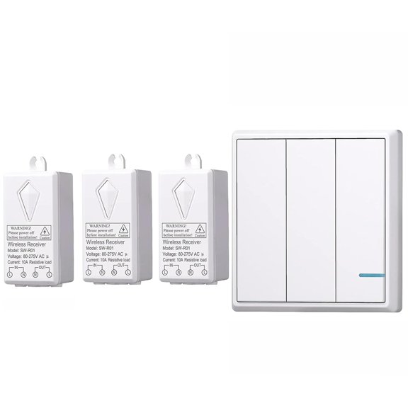 Kit de interruptor de luces inalámbrico para exteriores e interiores, control remoto inteligente, no requiere cableado en la pared para ventiladores de techo, lámparas, fácil de usar.