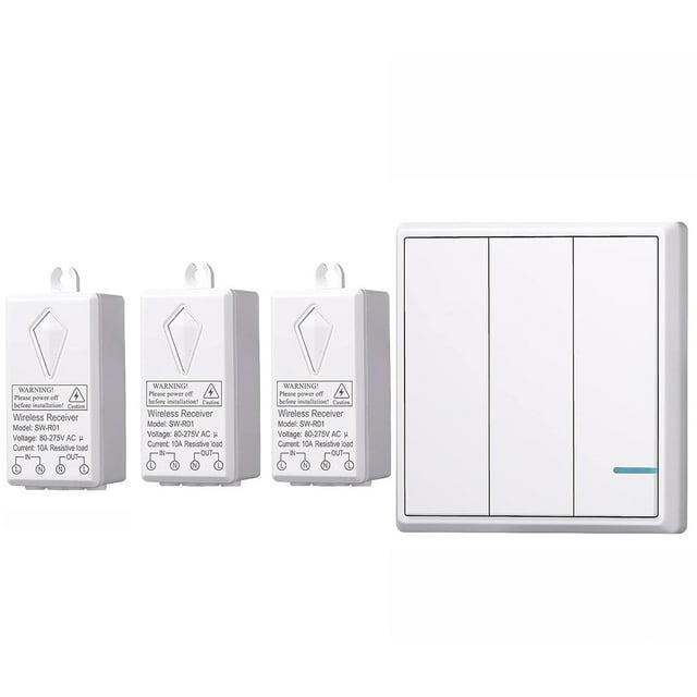 Kit de interruptor de luces inalámbrico para exteriores e interiores, control remoto inteligente, no requiere cableado en la pared para ventiladores de techo, lámparas, fácil de usar.