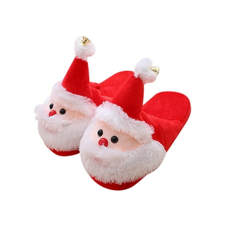 

Lacyhop Unisex Adults Full Cover/Backless Slippers Santa Claus Printed Winter Warm Christmas Party shoes