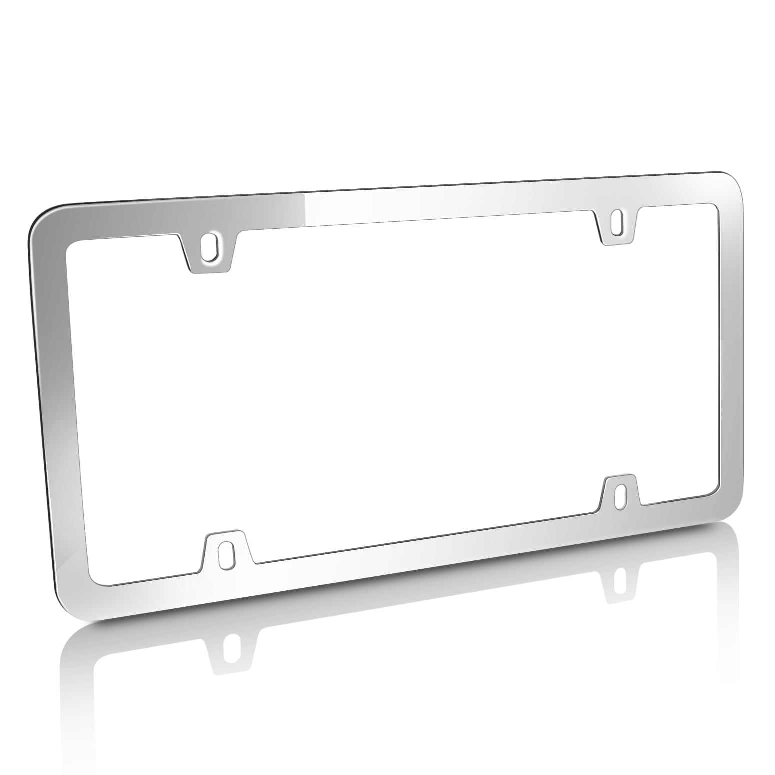 Chrome Metal Slim Style License Plate Frame with 4 Holes