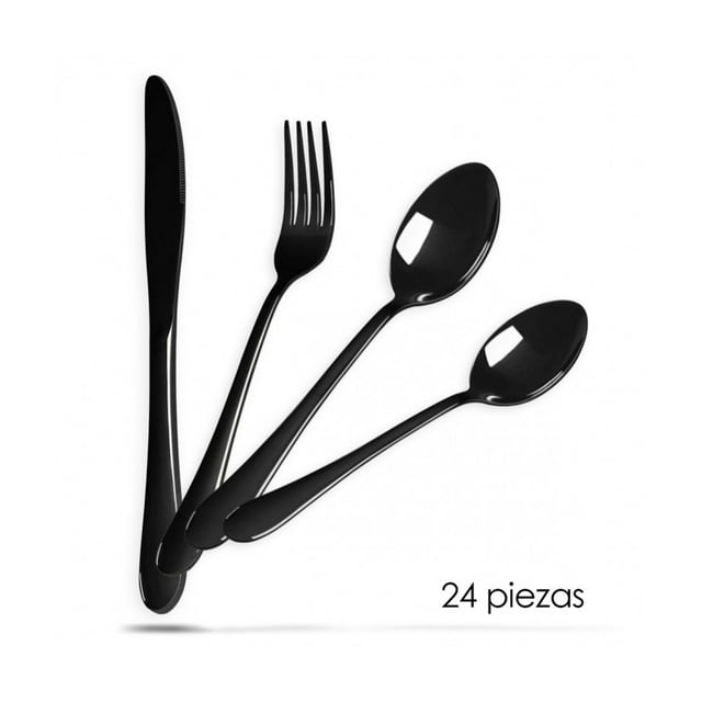 Juego de Cubiertos Chelsea Aquila Acero Inoxidable 24 piezas Negro