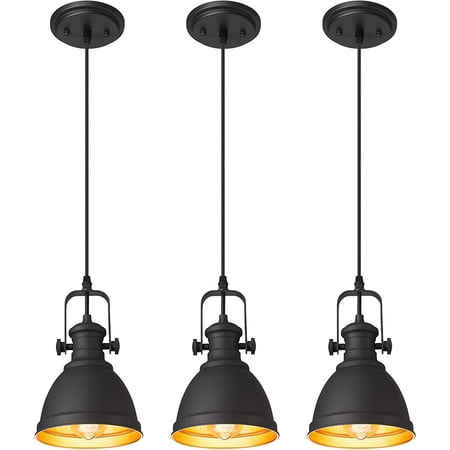 

ZXNYH Pendant Lights Minimalist Pendant Lighting for Kitchen Island Hanging Light Fixtures with Black Metal 3-Pack AD-2151-1P3