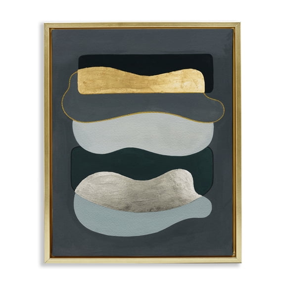 Stupell Industries Mid-Century Dark & Glam Geometric Gold Floating Frame Canvas Art, 17 x 21, by Grace Popp