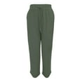 thumbnail image 3 of Capri Pants for Women 2025 Cotton Linen Elastic High Waisted Straight Leg Capris with Pockets Womens Cropped Pants, 3 of 5