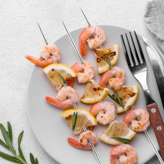 SHINYPASING 100 Pcs Round Barbecue Sticks Metal for Grilling Easy to Clean Skewers 13.8Inch Length