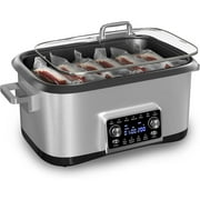 8 Quart 12-IN-1 Multi Cooker, Digital Programmable Slow Cooker with LED Display & Timer, 1250W Rice Cooker with Nonstick Inner Pot for Bake, Saute, Roast, Stew, Sous Vide, Dishwasher Safe, Silver