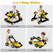 Costway 4-in-1 Baby Walker Foldable Activity Push Walker Adjustable Yellow