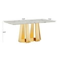 thumbnail image 2 of Noble House Modern 70" Rectangle Faux Marble Dining Table with Stainless Steel Base, for Kitchen, Gloss White & Gold, 2 of 13
