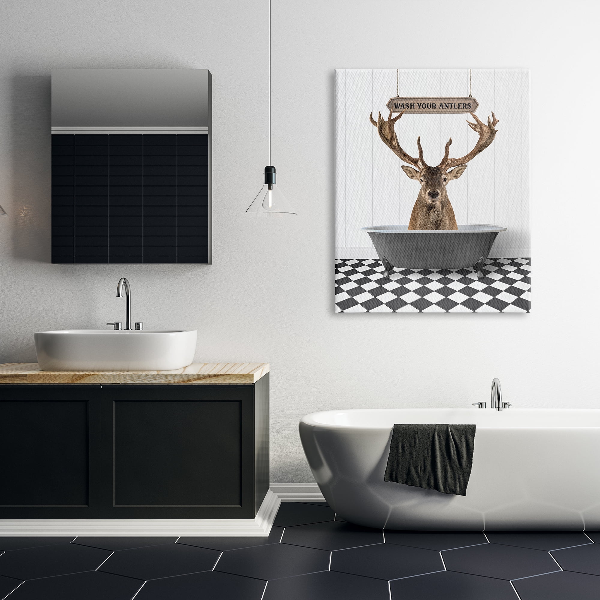 Stupell Industries Wash Your Antlers Elk Animals & Insects Painting Gallery Wrapped Canvas Print Wall Art, 36 x 48