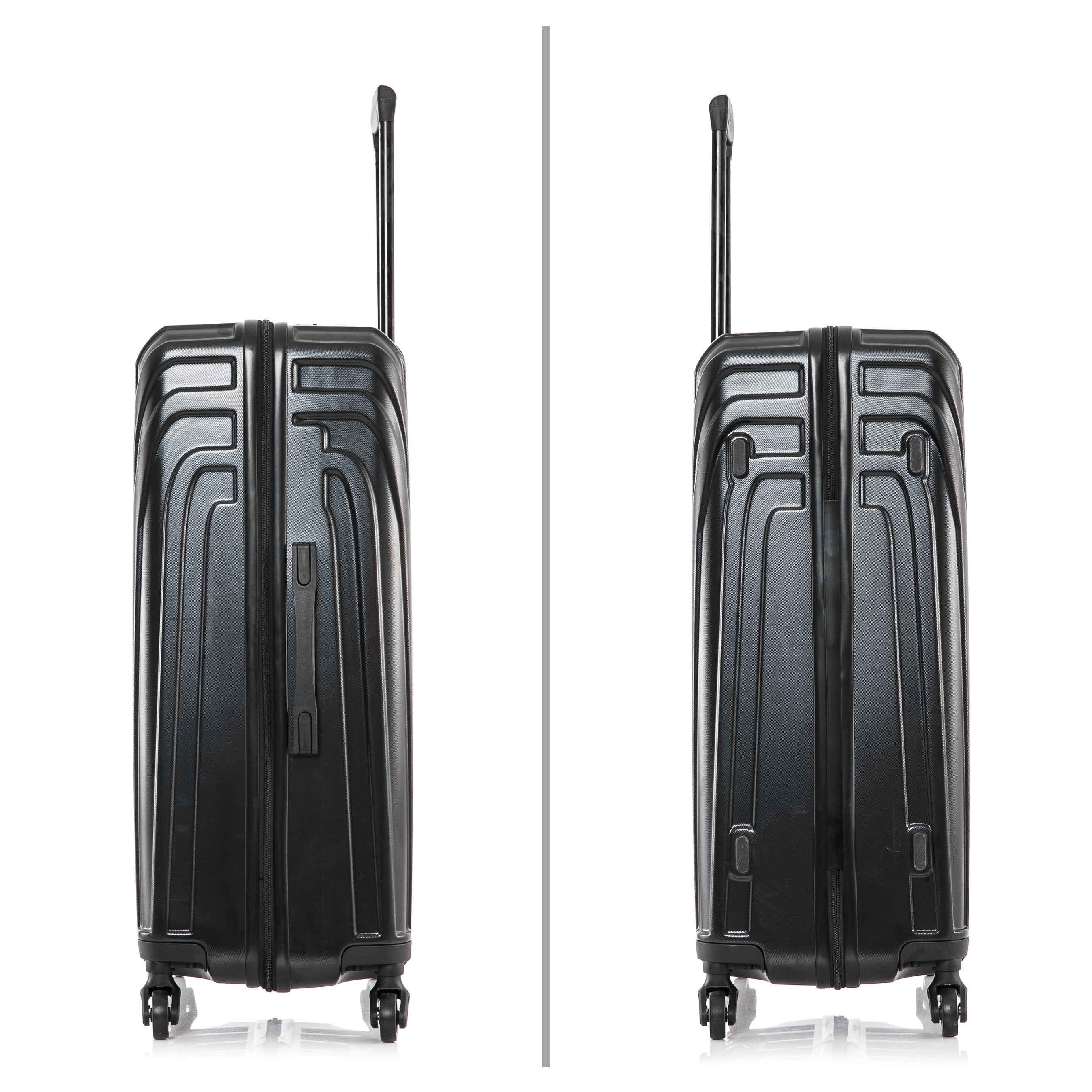 InUSA Vasty 3-Piece Hardside Luggage Sets with Spinner Wheels, Handle, and Trolley, (20"/24"/28"), Black