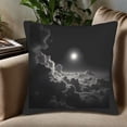 thumbnail image 5 of Set of 2 18x18in Throw Pillow Covers - Serene Night Scene with Bright Moon & Fluffy Illuminated Clouds on Black Background, 5 of 8