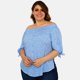 thumbnail image 1 of Blusa campesina talla extra, modelo 1608 (Azul floreado) azul 40 Roman Fashion Blusa extra 1608, 1 of 5