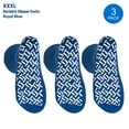 thumbnail image 3 of Pack of 3 Pairs - XXXL Non-Skid Bariatric Extra Wide Slipper Socks for People with Diabetes & Edema (Royal Blue), 3 of 6