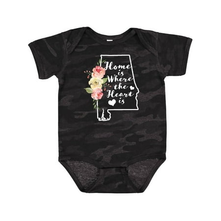 

Inktastic Alabama Home Where the Heart is with Watercolor Floral Gift Baby Boy or Baby Girl Bodysuit