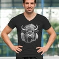 thumbnail image 4 of Bison Portrait V-Neck T-shirt American Buffalo Head Western Wildlife Nature Majestic Bull Symbol of Strength Tee, 4 of 7