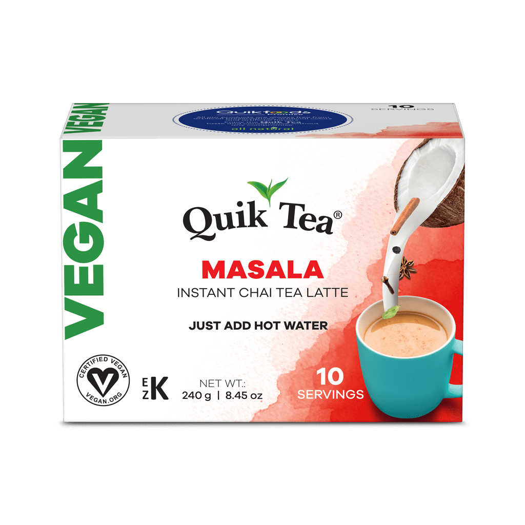 Quik Tea Vegan Masala Chai Tea Latte 10 Count Single Box All Natural Preservative Free 