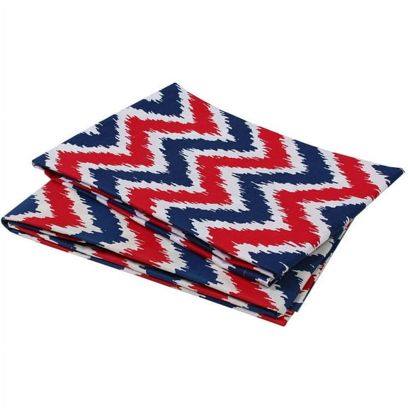 Bacati - MixNMatch Zigzag Crib/Toddler Bed Fitted Sheets 100% Cotton Percale, Navy/Red, 2-Pack