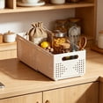 thumbnail image 4 of Plastic Storage Bin | Collapsible Storage Basket for Home Kitchen and Desk Organization, 11X4X3 in Cream Plastic Storage Container, 4 of 6