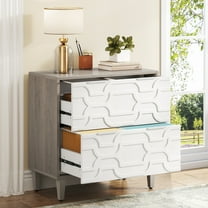 Tribesigns Lateral Filing Cabinet, Particle Board Gray & White