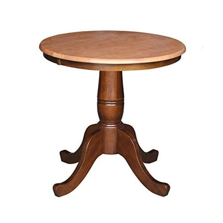 - Modern Transitional Solid Wood 30 Inch Butcher Block Top Pedestal Table - Includes Modhaus Living Pen (Cinnamon Espresso)