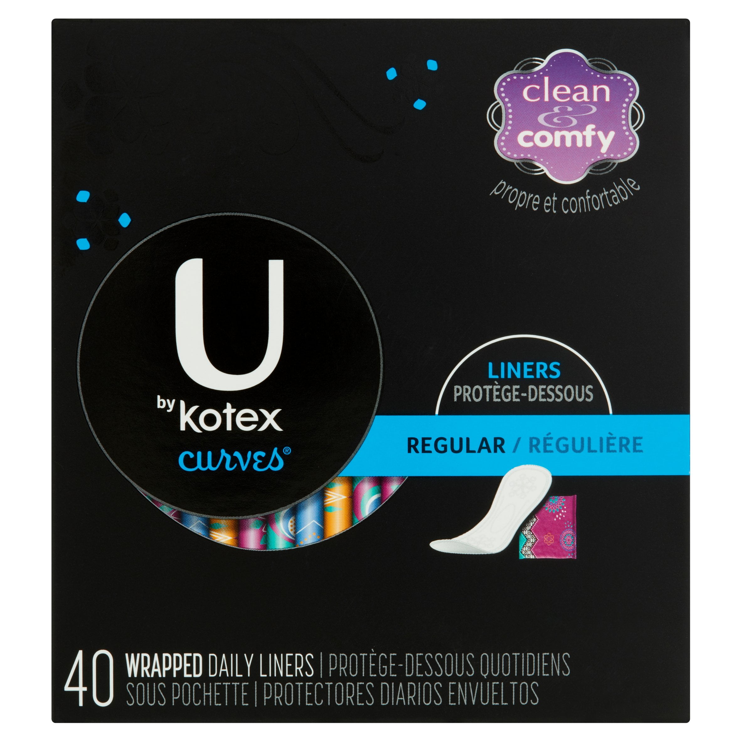 Kotex U Lightdays Plus Liners Regular Unscented 40 Count Walmart Com Walmart Com