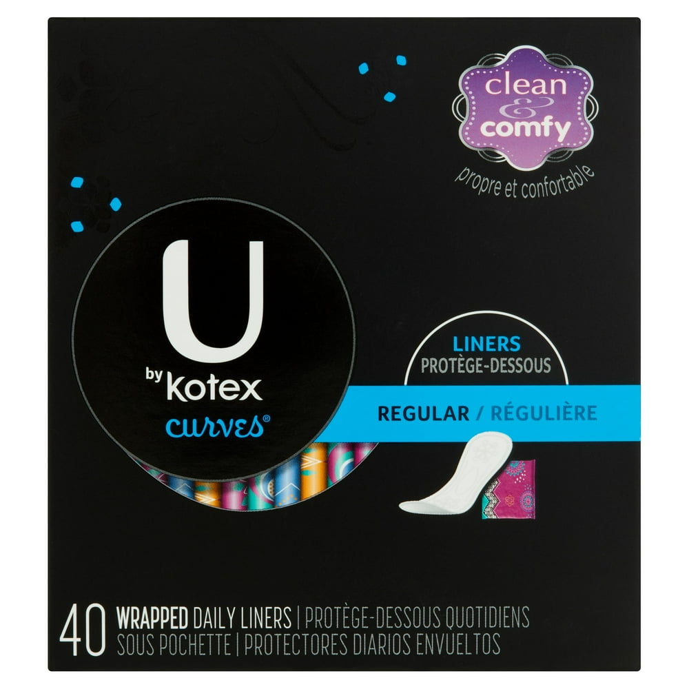U by Kotex Lightdays PLUS Liners, Regular, Unscented, 40 Count