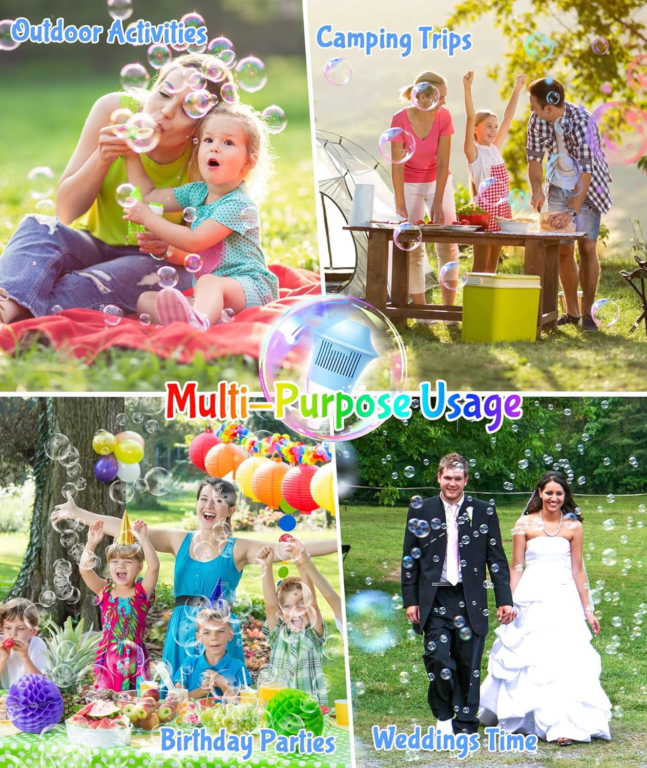 Bubble Machine, Beautysureup 2025 Upgrade Musical Garden Lamp Light Shape with LED for Party, Outdoor Adjustable Height Lawn Summer Toy for Kids, Ideal Gifts for Birthday, Christmas