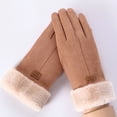thumbnail image 4 of Eoperou 1 Pair Women Gloves Touchscreen Full Finger Thickened Plush Lining Tear-resistant Keep Warm Faux Suede Fabric Autumn Winter Outdoor Cycling Girls Gloves for Riding, 4 of 8