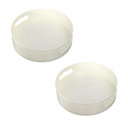 

2X Rotating Tray Turntable Kitchen Storage Containers for Spice Jar Food Snack Tray Non Slip Dried Storage Plate White